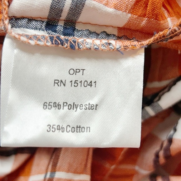 Fall Plaid Dress Smocked Bohemian Maxi Dress Orange Navy Combo Size M - Picture 10 of 11